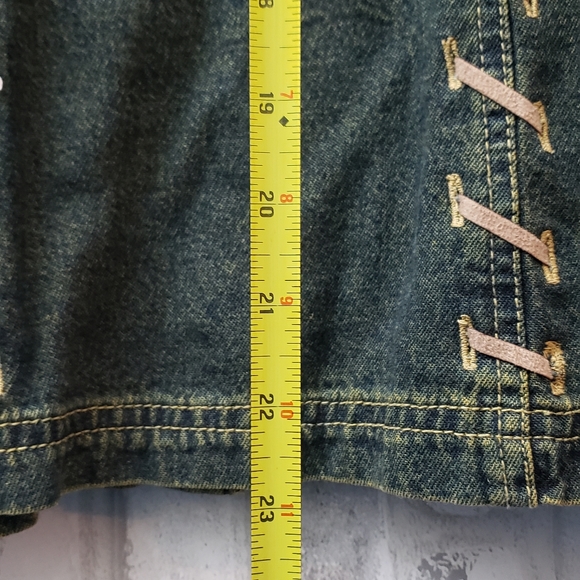 Tantrums Boho Fringe Jean Jacket, Size L - Picture 5 of 8